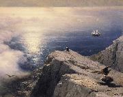 A Rocky Coastal Landscape in the Aegean with Ships in the Distance Ivan Aivazovsky